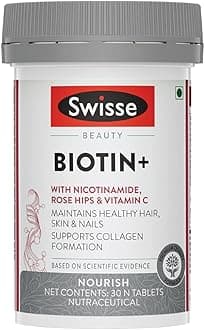 Biotin+ New Improved Formula with 100% RDA of Biotin (Manufactured In Australia) Boosts Keratin Levels, Reduce Hair Loss and Promote Regrowth with Nicotinamide, Rose Hips & Vitamin C For Healthy Hair, Skin & Nails For Both Men & Women (30 Tablets)