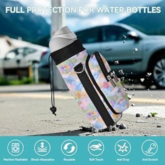 AUPET Water Bottle Carrier, Insulated Neoprene Water Bottle Holder Bag Case Pouch Cover 1000 ml or 750 ml, Adjustable Shoulder Strap, Great for Stainless Steel and Plastic Bottles