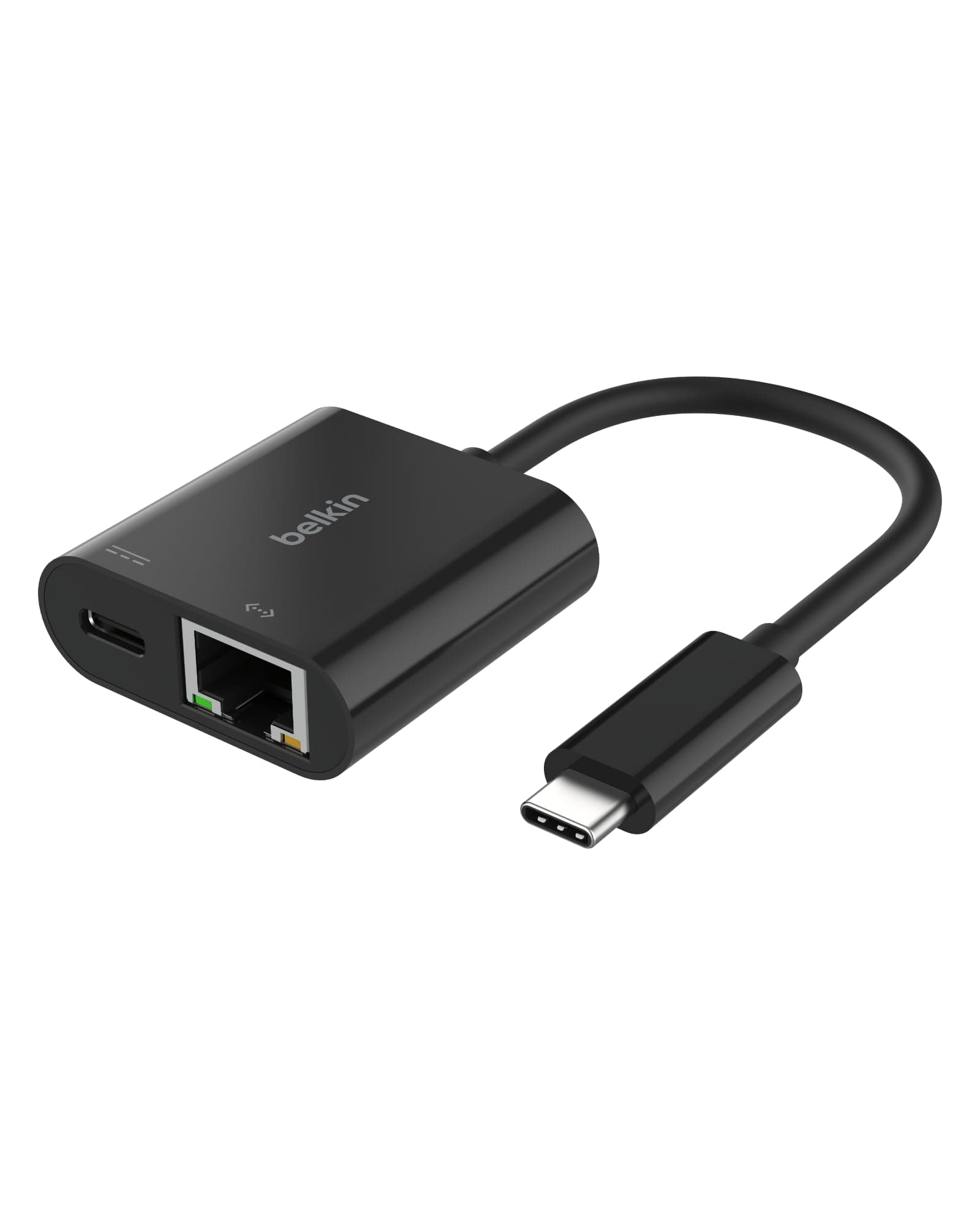Belkin Connect USB-C to Ethernet + Charge Adapter 100W w/Gigabit Ethernet Port and USB-C Port - 10/100/1000 Mbps for Fast Internet Connection - Compatible with iPhone 16, Samsung Galaxy S25, & More