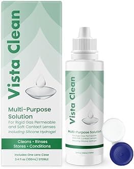 Vista Clean Multi-Purpose Solution for Scleral and Gas Permeable Contact Lenses, 3.4 fl oz, Includes Lens Case