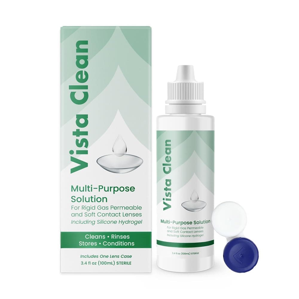 - Vista Clean Multi-Purpose Solution for Scleral and Gas Permeable Contact Lenses, 3.4 fl oz, Includes Lens Case
