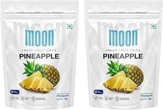 Freeze Dried Pineapple Chips | Healthy Pineapple Snack | 100% Natural, Vegan, No Preservatives, No Added Sugar | 16 Gm | Moon_Pineapple_Chips | (16Gm) Pack of 2