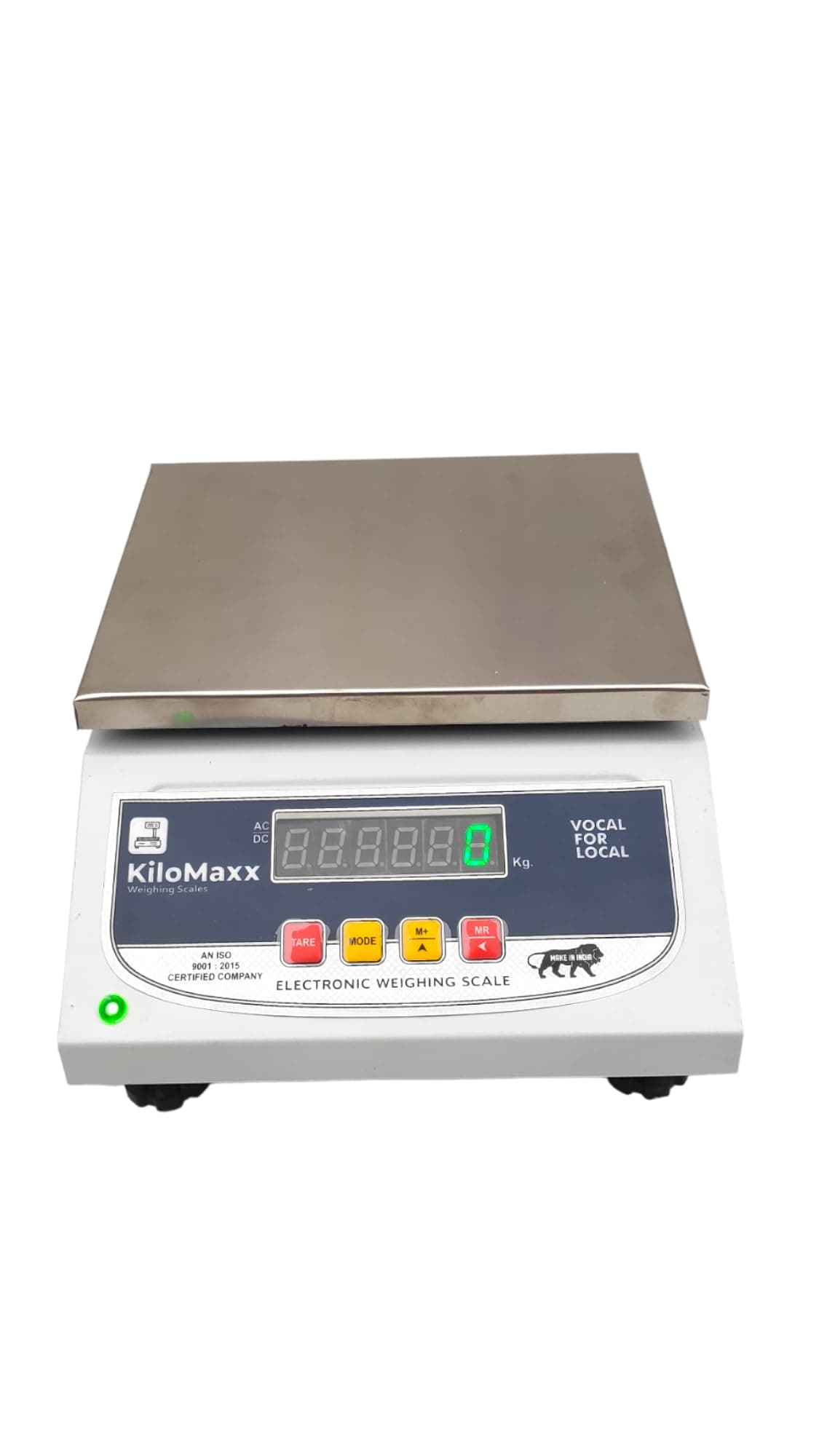 KM-90, 30kg Electronic Weighing Machine/Weighing Scale with Front & Back Double UltraBright Green Display for Kirana Shop, Industrial Uses and Factories (Stainless Steel Pan, 7 * 9")