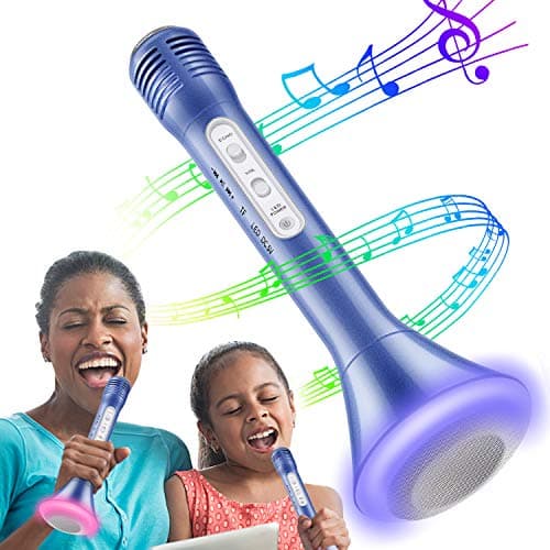 Wireless Karaoke Microphone, Kids Microphone with Bluetooth Speaker, Karaoke Mic Portable Karaoke Player Machine for Adult Home Party Music Singing Playing(Blue)