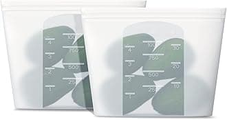 Reusable Silicone Food Storage Bag, for Microwave, Oven, Fridge, Freezer & Sous Vide Zip Sealed Containers (2 Middle size 32oz 1000ml)…