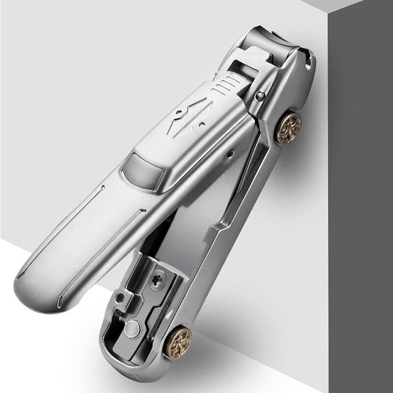 Overa Travel Nail Clippers for Thick Nails, Foldable Double Nail Clipper and Slanted Blade, Ultra Thin Finger Nail Clippers, Stainless Steel ToeNail Clippers (Silver)