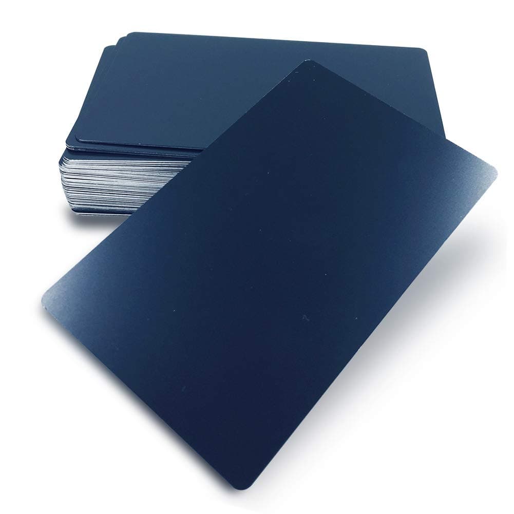 50枚入り アルミニウム製 金属製名刺 空白 3.4 x 2.13インチ 0.45mm 厚さ マットブラック仕上げ レーザー彫刻 86 X 54 X 0.45 MM