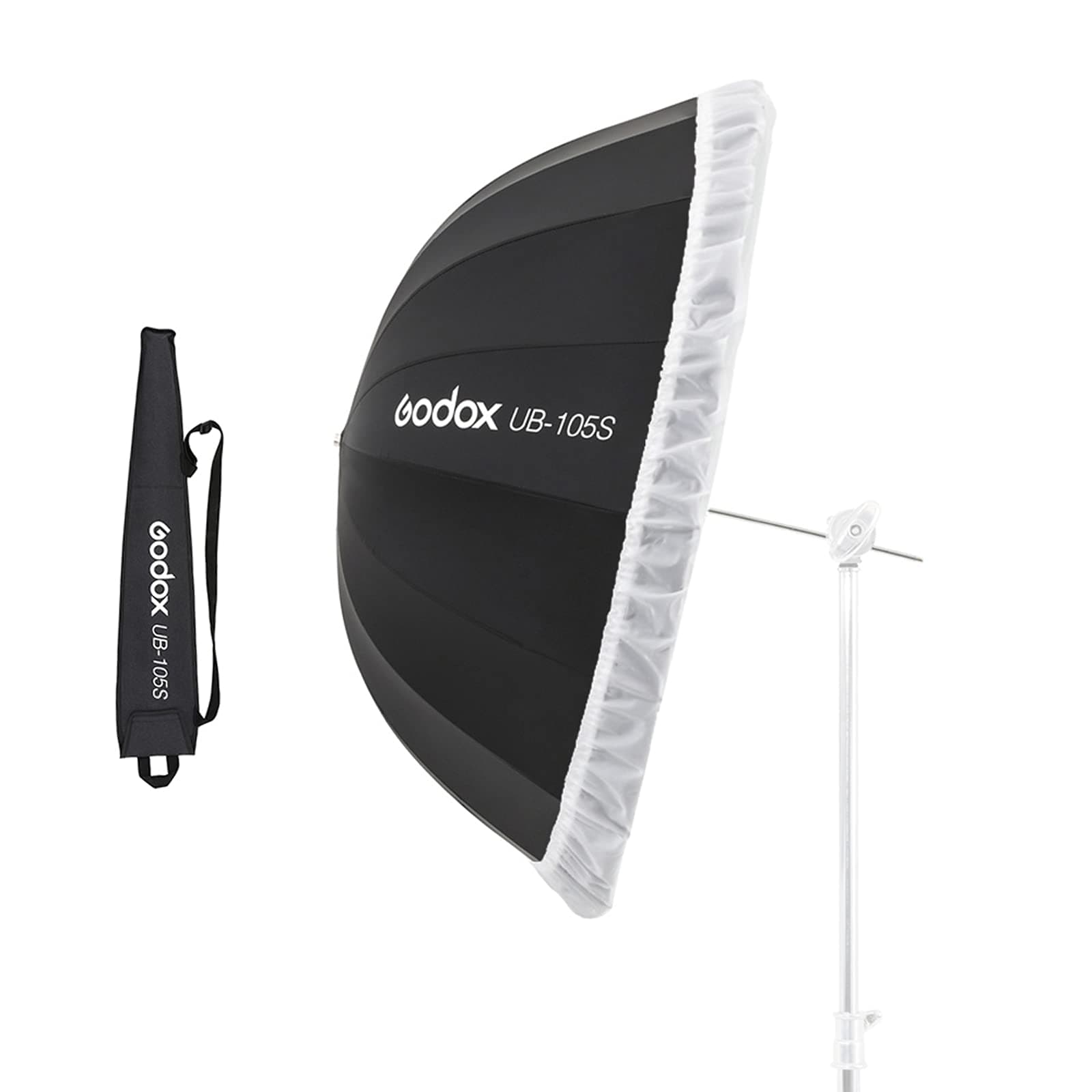 Godox UB-105S 41.3 inch 105cm Parabolic Inner Silver Reflec Umbrella Studio Light Umbrella with Diffuser Cover Cloth(UB-130S)