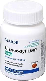 BISACODYL STIM LAXATIVE EC BISACODYL-5 MG Orange 1000 TABLETS UPC 309047927807 by Major Pharmaceuticals