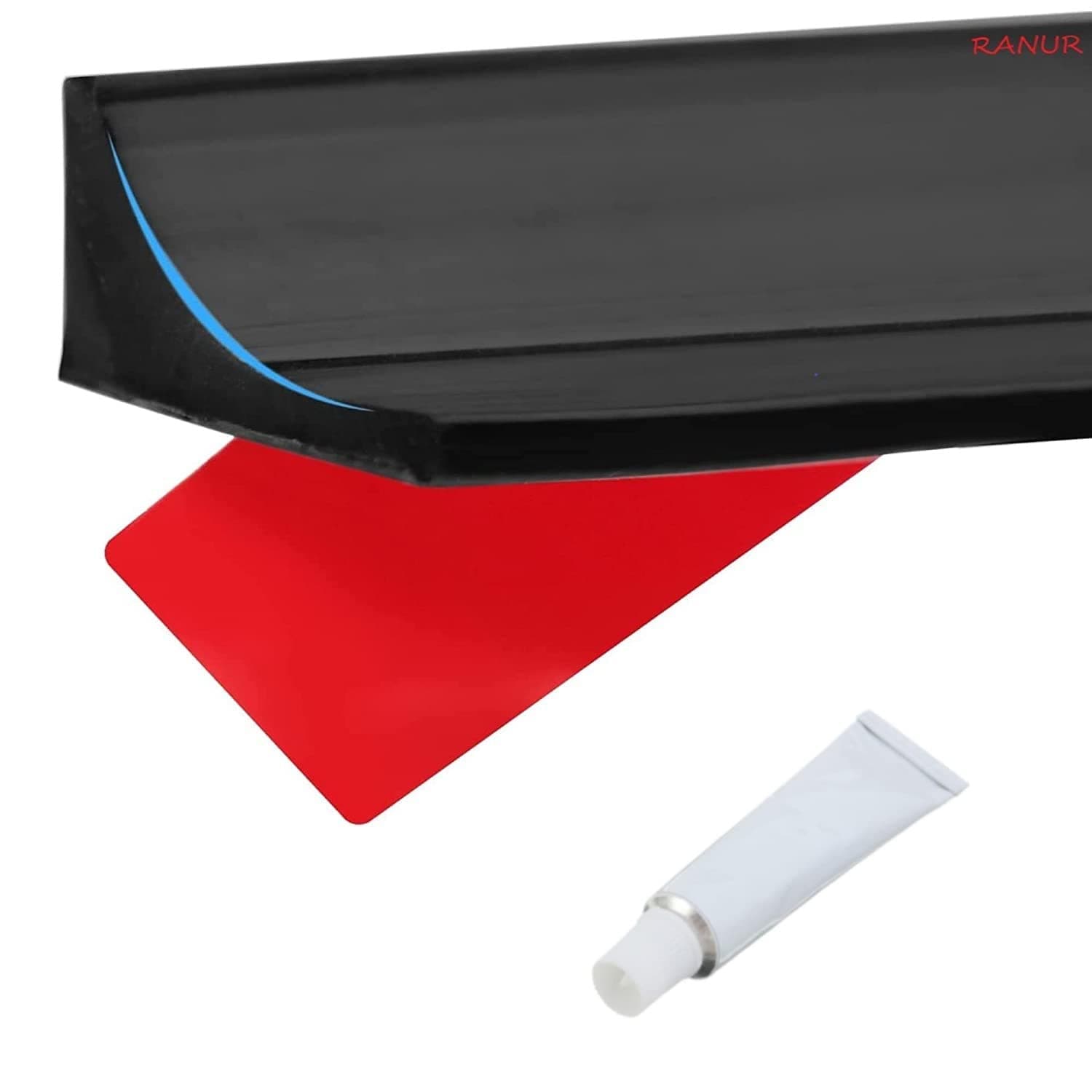 RANUR Silicone Water Stopper with Glue Collapsible Threshold Water Dam Barrier Strip for Shower, Self-Adhesive Kitchen Sink, Water Retaining Stopper, Dry and Wet Separation Strip (Black, 3 Meter)