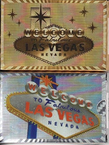 Las Vegas Welcome to Fabulous Playing Cards 2 Deck Set (Shiny Gold & Silver FOIL)