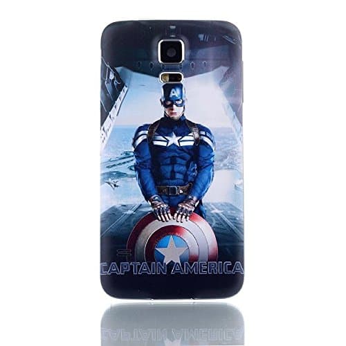 YDYBZB Galaxy S5 Housing Replacement Back Cover [with Rubber Seal Waterproof Gasket], captain America Pattern Battery Door Plastic Case for Samsung Galaxy SV S5 i9600 G900 (15)