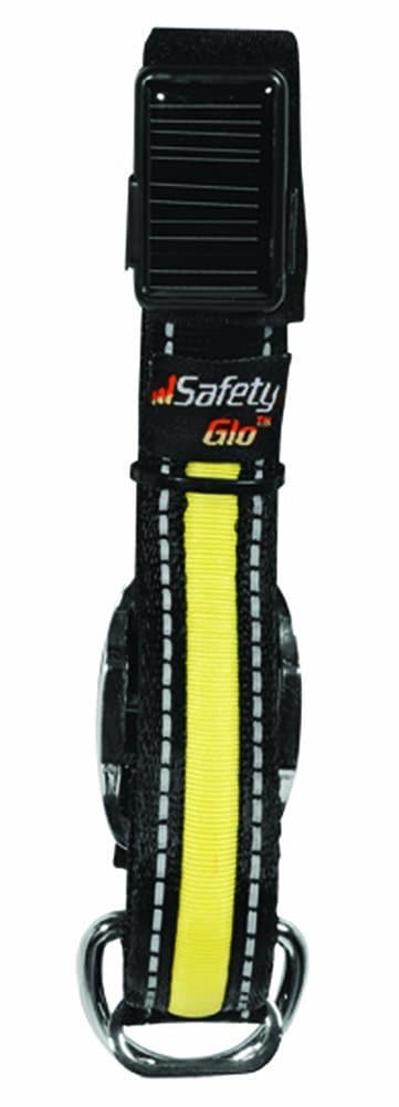 Dogs in Play Solar Powered YELLOW LED Lighted Dog Collar-Large - Environmentally Friendly, Powered by the Sun or Recharge on Your Computer....USB Cord Included!