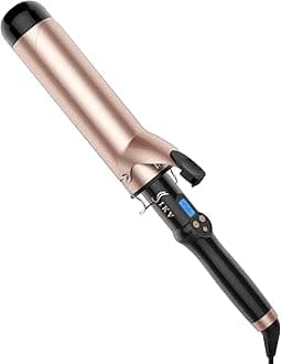IKV 2 inch Curling Iron for Long Hair，Extra Large Barrel Curling Wand Ceramic Tourmaline, Long Barrel Hair Curler Dual Voltege