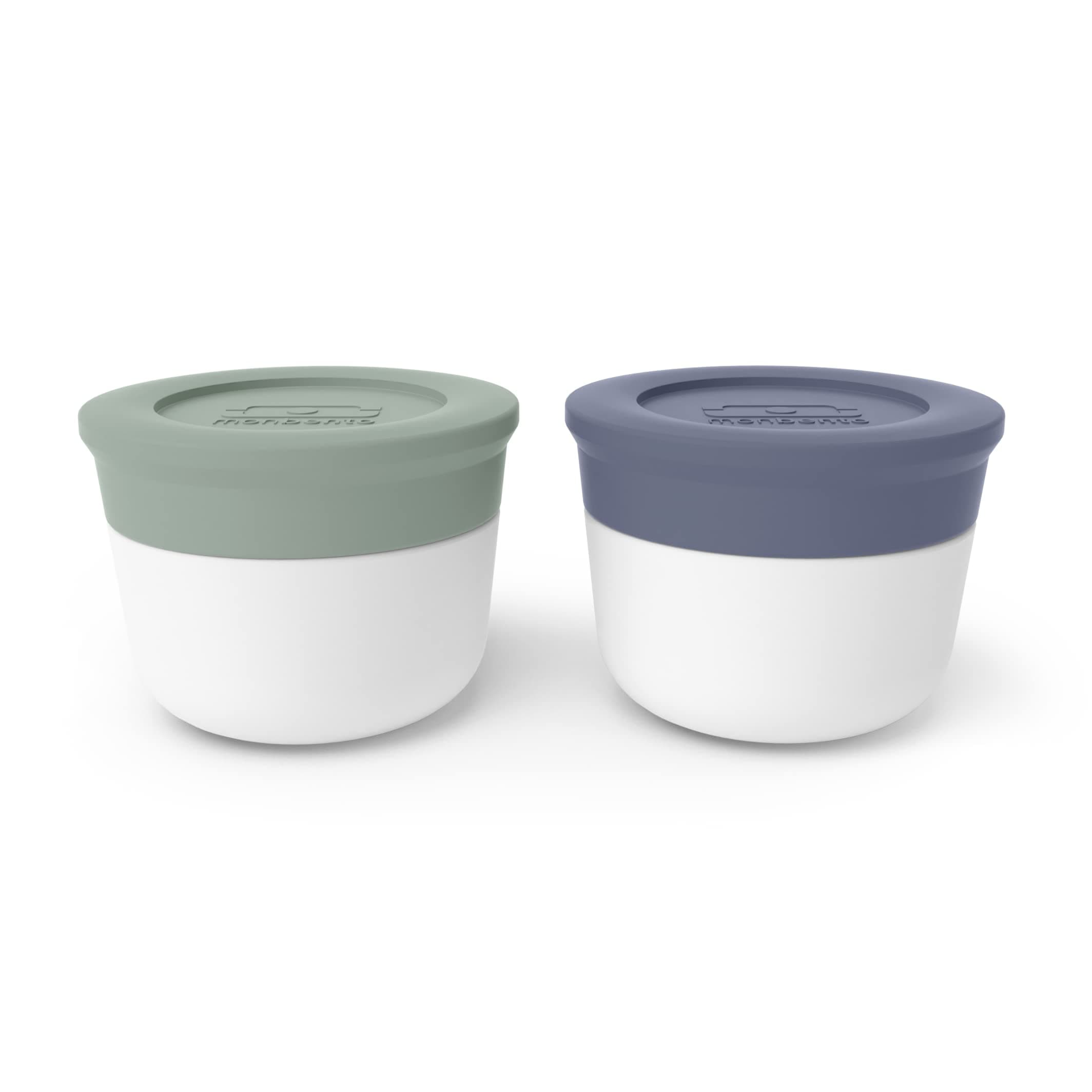 monbento - To Go Sauce Container with Lid MB Temple - Leakproof Mini Sauce Container for Lunch Box - For Work - Dishwasher and Freezer Safe - For Bento Box MB Original & MB Square - Green & Blue