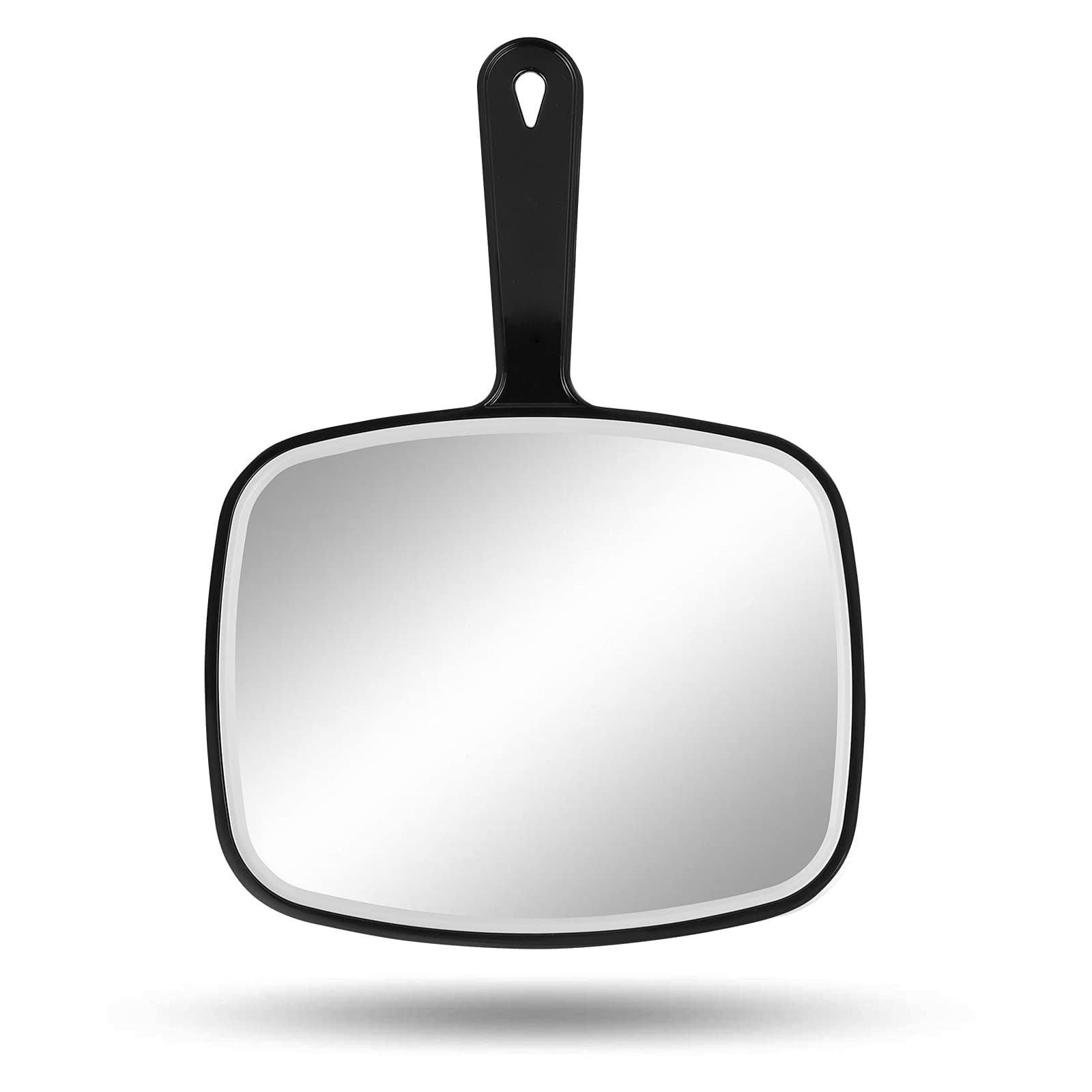 Nothers Large Hand Mirror with Handle, for Vanity Makeup Home Salon Travel Use (Square Black 10.4"x7.4")