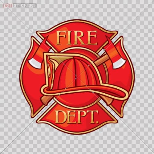 Sticker Vinyl Decals Fire Dept Logo Car Window Wall Art Decor Doors Helmet Truck Motorcycle Note Book Mobile Laptop Size: 5 X 5 Inches Vinyl color print