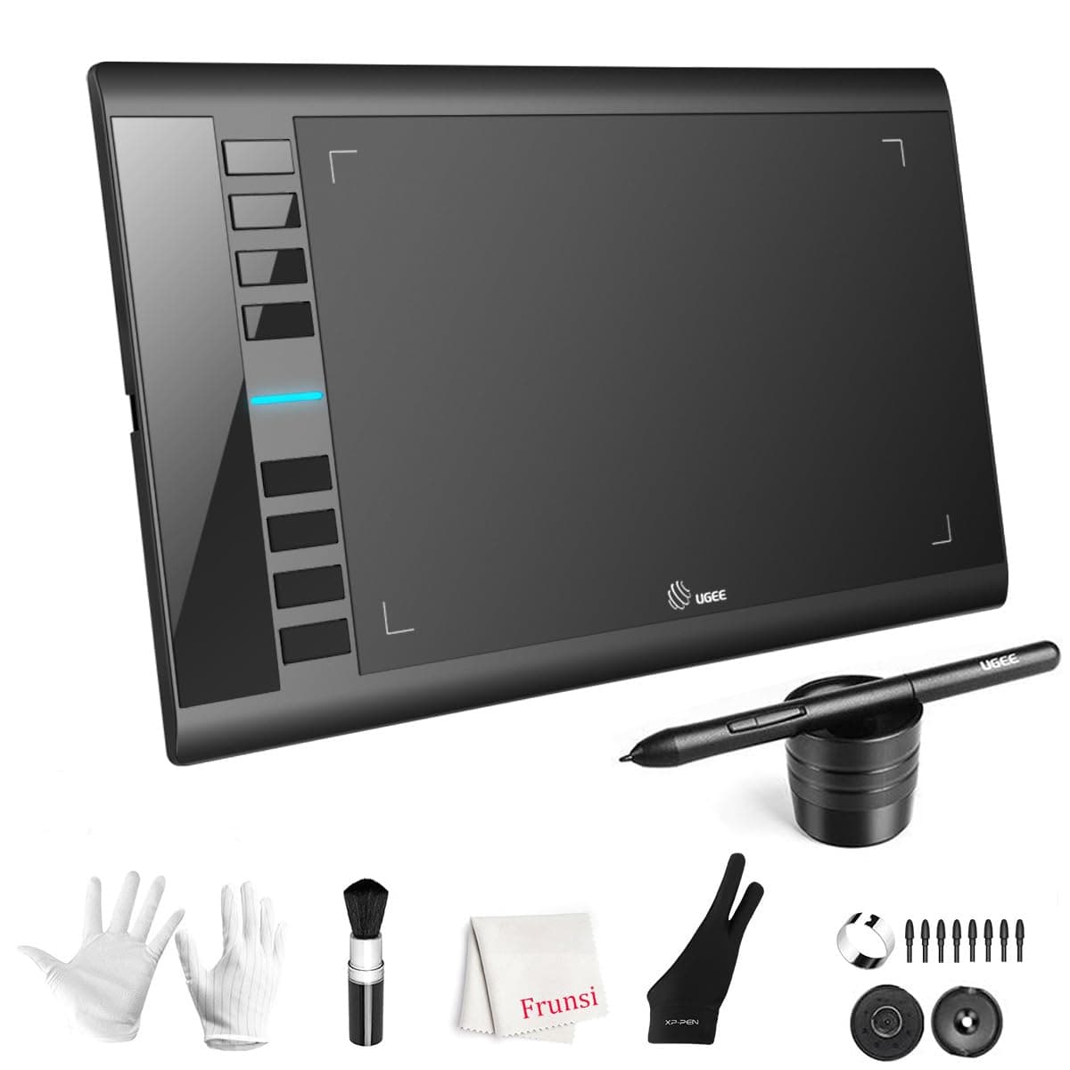 Ugee Graphics Drawing Tablet M708 10 X 6 Inch Large Active Area Drawing Tablet With 8 Hot Keys, 8192 Levels Pen, M708 Graphic Tablets For Paint, Digital Art Creation Sketch …, Black