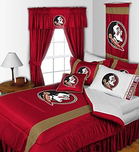 Florida State Seminoles 4 Pc Queen Comforter Set, 1 Matching Shower Curtain, and 1 Matching Window Valance/Drape Set - Entire Set Includes: (1 Comforter, 2 Shams, 1 Bed Skirt, 1 Shower Curtain, and 1 Matching Window Valance/Drape Set) SAVE BIG ON BUNDLING!