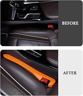 IHOTDER Super Flexible Car Seat Gap Filler,Durable Car Organizer Between Seats for Tightly Filling Seat Gaps,Universal CCar Side Seat Gap Filler CCar Accessories for Women & Men (Orange/2PCS)…