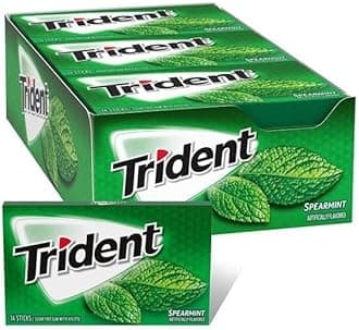 Trident Sugar-Free Spearmint Gum 12 Packs of 14 Pieces - Freshness in Every Chew