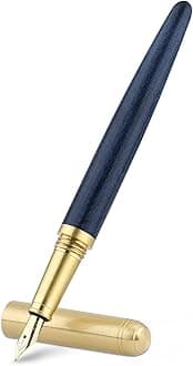 cobee Wooden Fountain Pen, Handcrafted Vintage Luxury 0.5mm Fine Point Business Pen for Smooth Writing, Journaling, Calligraphy Gift Supplies (Blue)