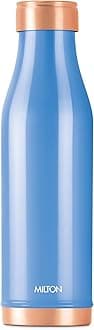 MILTONCopper Charge Water Bottle, 930 ml, Blue | Lacquer Coating, Curved Bottle | Diwali | Festive | Gifting | Yoga | Home | Kitchen | Vedic