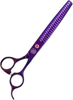 Moontay Professional Dog Grooming Scissors Set, 7 Inch/8 Inch Pet Grooming Scissors Chunkers Shears for Dog, Curved Dog Grooming Scissors, Thinning Shears for Dog with Grooming Comb