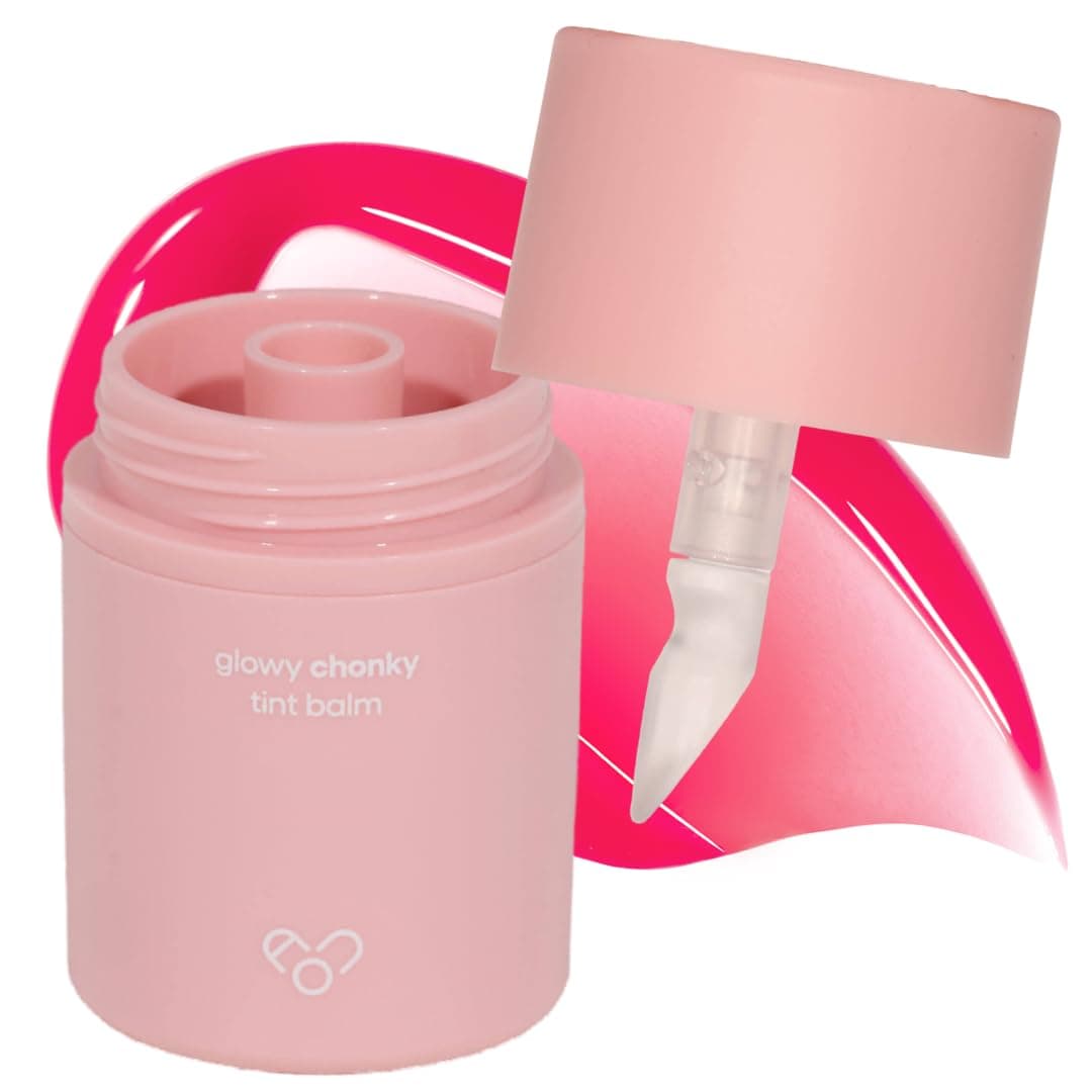 GLOWY CHONKY TINT BALM 01 Apple Balm with Built-in Silicone Applicator - Mess-Free, Hygienic Design, Natural Gloss, Instant Hydration for Chapped Lips, Valentine's Day Gifts for Woman 0.12Oz