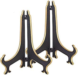 Artliving 8" Decorative Plate Stand Holder Plastic Picture Easel Display Stand Picture Frame Stand Black Gold