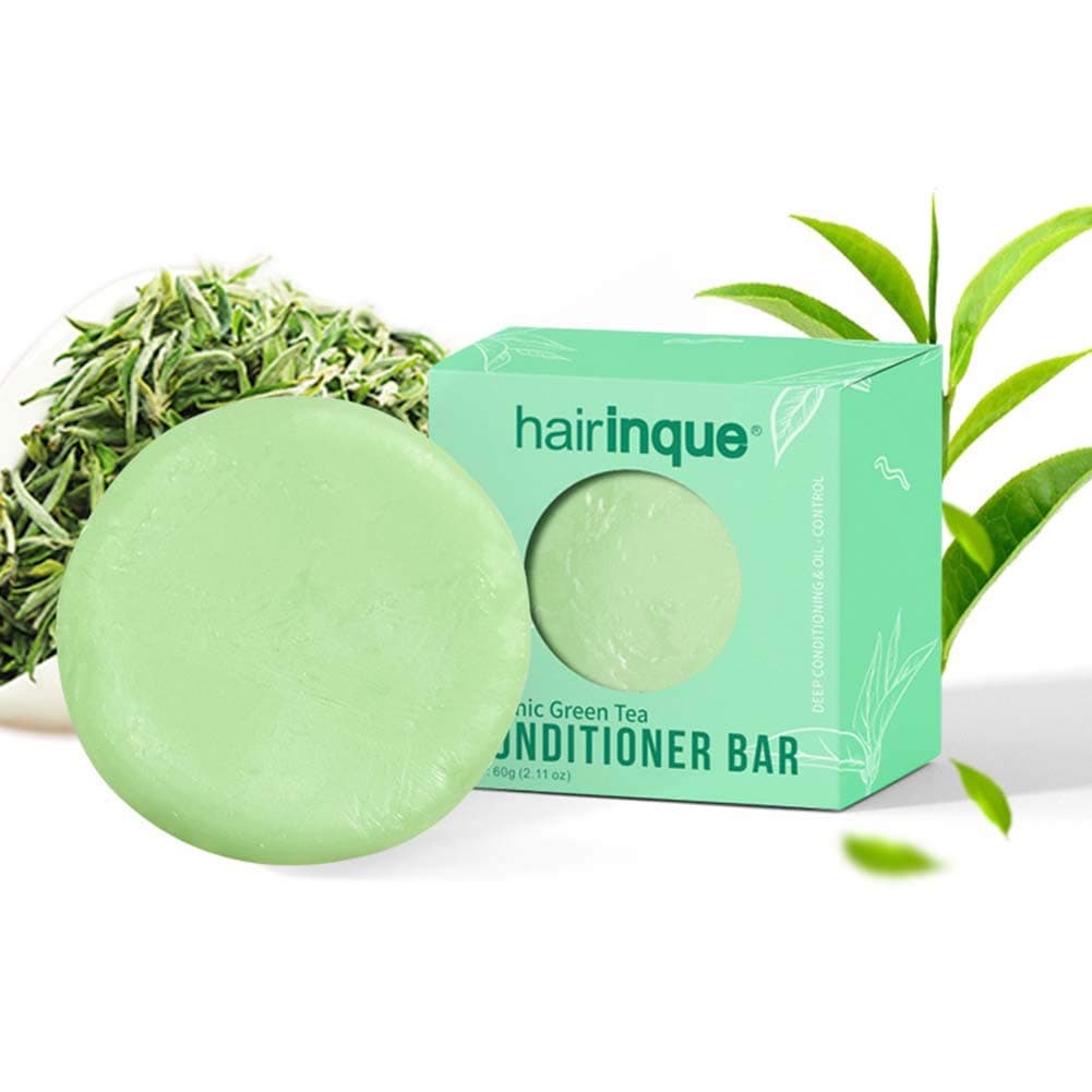 Solid Conditioner Bar For All Hair Types, GreenTea Travel Hair Conditioner - Moisturizing Nourishing Conditioner Hair Care Soap | No Plastic Natural Eco-friendly 2.11 oz by ColorfulLaVie