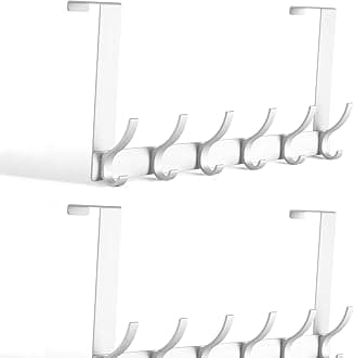 Over The Door Hooks, Door Hanger Hooks for Hanging, Over The Doors Towel Racks for Bathroom with 10 Coat Hook, 2 Pack, Silver, Fit 1-3/4" Doors