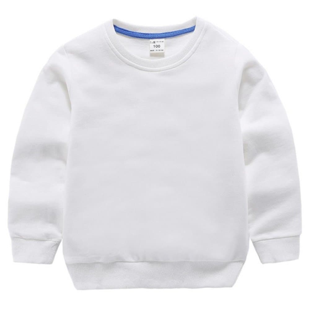 ALLAIBB Little Kids Long Sleeves Pure Color Pullover Thin Sweatshirt Top Clothes Size 110 (White)