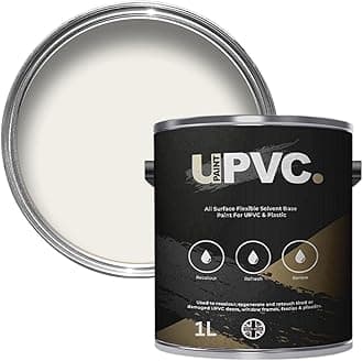 All-In-Once UPVC Plastic Paint - Windows - Doors - Frames - Conservatories - Fascia - Downpipes - Guttering | Semi Matt Finish - 1 Litre (Pure White Ral 9010)