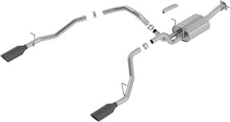 Borla 140752BC S-Type Cat-Back Exhaust System; 3in. Into 2.50in; Incl. Muffler Assy/LH Cross-Over Pipe/LH-RH Tailpipes/Black 5x15.25in. Round Rolled Angle-Cut Tips; Single Split Rear Exit;