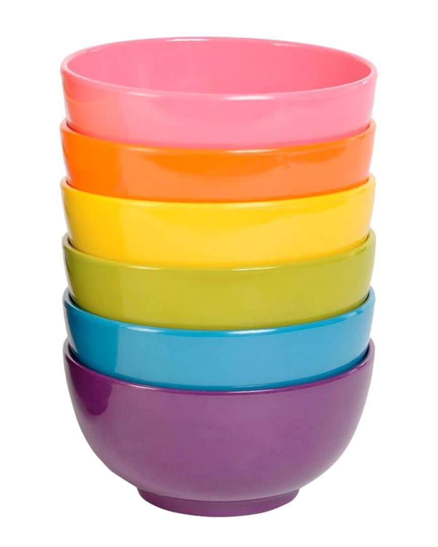 French Bull Melamine Mini Bowls, 6-Piece Set, Small Serving Bowl – Snack, Condiment, Dip, Dessert, Ice Cream – Shatter Proof, Food-Safe, BPA Free, Dishwasher Safe, 4” 10 oz - Multicolor