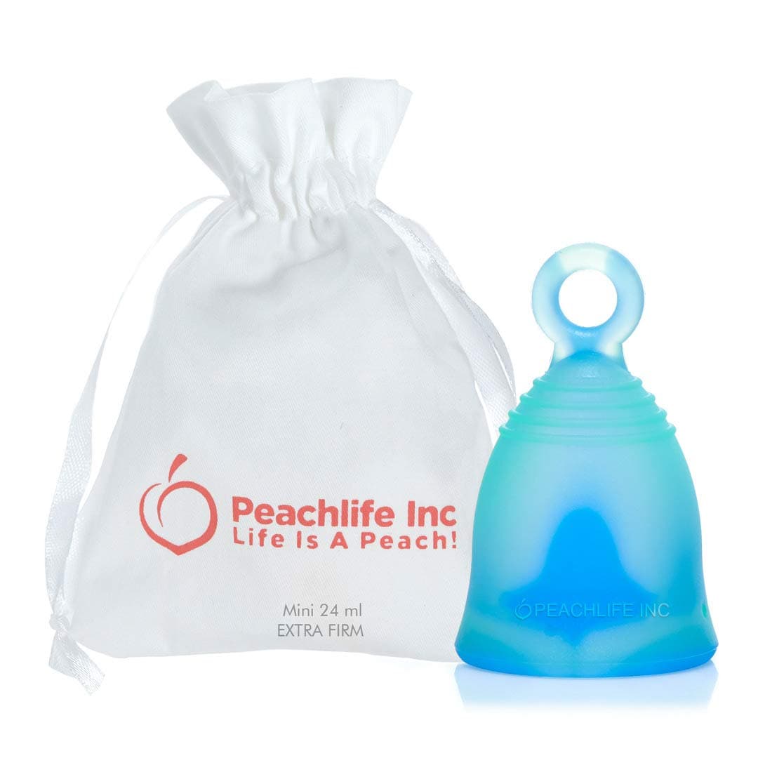 PeachlifeMini Ring Menstrual Cup – Small, Extra Firm | Reusable Silicone Tampon & Pad Alternative with Loop Pull Stem for Easy Removal | Leak-Proof Period Protection with Peachcup