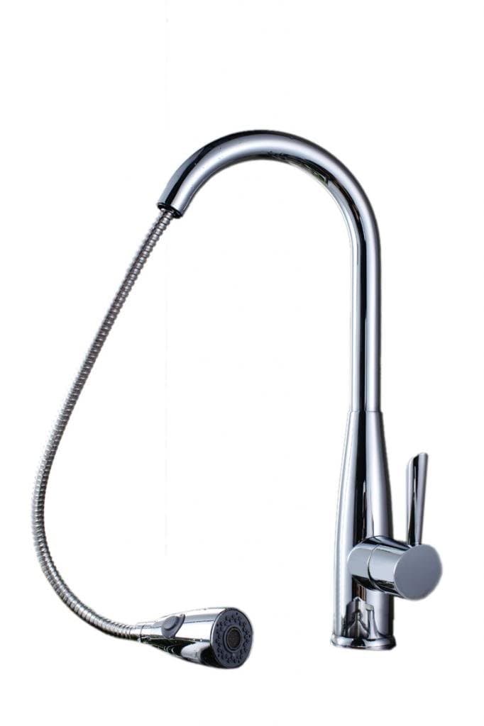 BAFA New Chrome Deck Mounted Kitchen Sink Tap Mixer Faucet Pull Out Brass