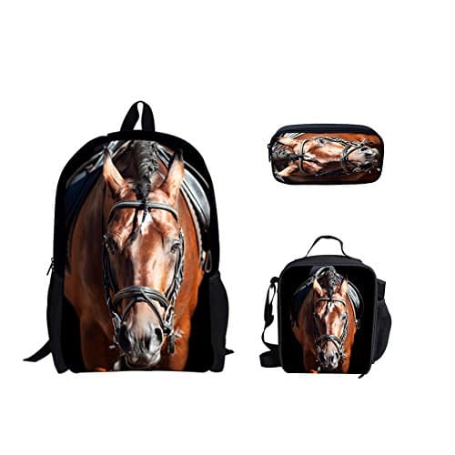 Crazy Horse Backpack One Set 3 Piece Children Shoulder School Bag