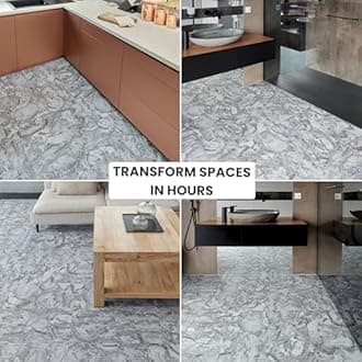 Vinyl Floor Tiles Self Adhesive - 40 Pack / 40sqf (3.72 sqm) Vinyl Flooring Peel And Stick Floor Tile - 12x12 inch (30.5x30.5cm) - For Kitchen, Living Room and Bathroom - Charcoal Marble Flow