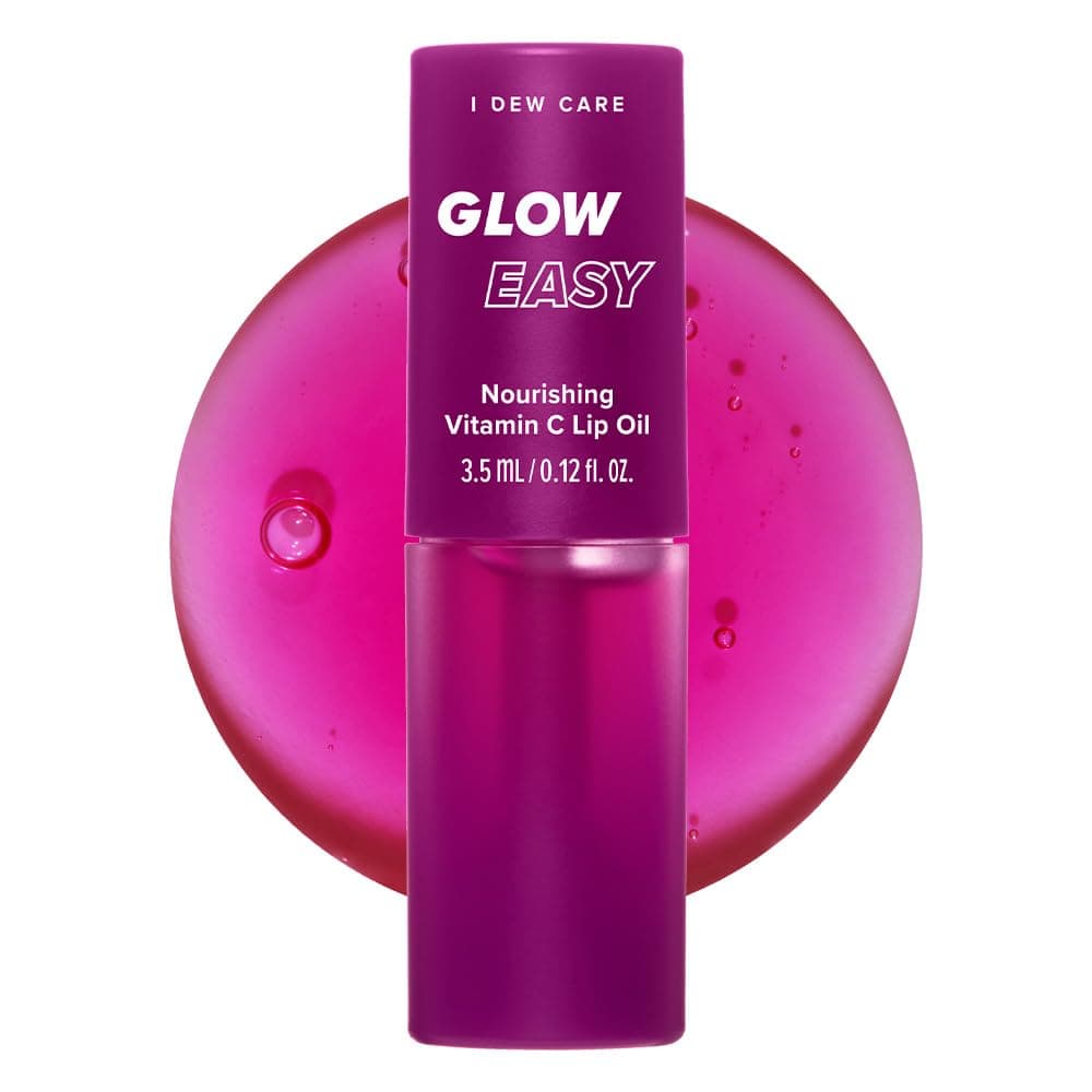 I DEW CARE Lip Gloss - Glow Easy Raspberry | Jojoba Seed Oil, Vitamin C, Pigmented Glossy Stain, Hydrating, Korean Makeup, Pink Color, Moisturizing, Nourishing, 0.12 FL Oz