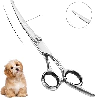 Chibuy Curved dog grooming scissors with Round Tips, Pet Shear for Cats, 4CR Stainless Steel Bending, Professional Tools for Home