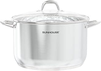 SUNHOUSE 15.5 -Quart Stainless Steel Stockpot – Heavy-Duty Induction Pot with Lid and Riveted Handles – Ideal for Soup, Seafood, Stock, Canning, and Catering for Large Groups and Events