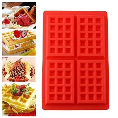 Pcarting Silicone Waffle Mould Maker Tray for Cake Cookie Muffin Chocolate Bakeware Baking Tool