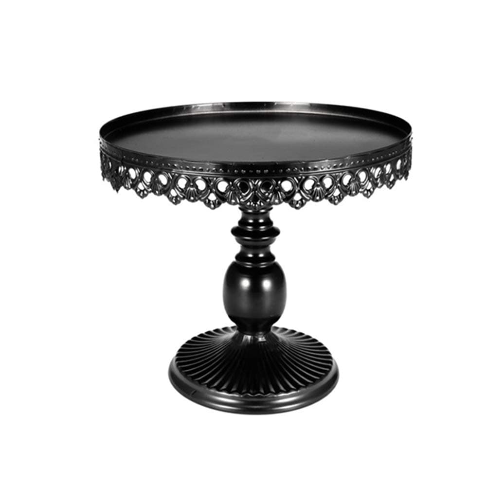 Round Black Cake Display Stand, Iron Cupcake Pedestal Display Plate Metal Dessert Holder Base for Wedding Birthday Party Decor (M 10 inch)