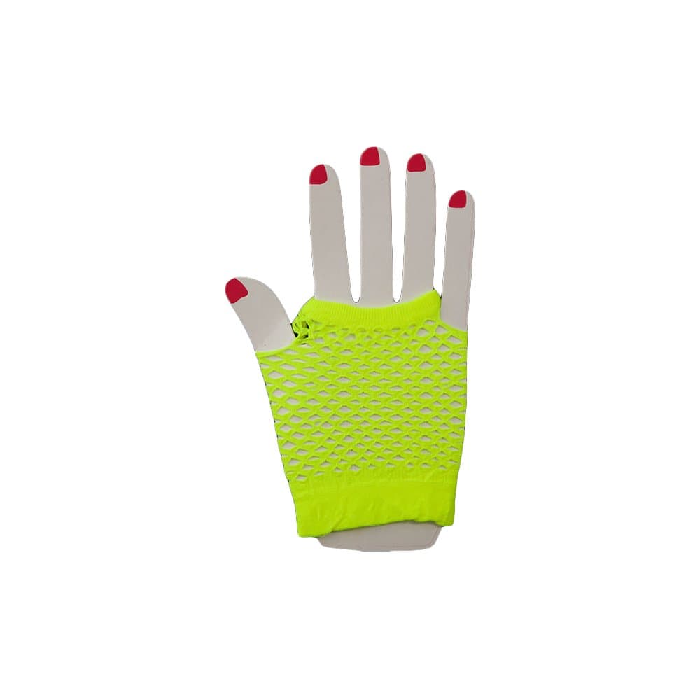 80s Neon Fishnet Gloves Neon Yellow