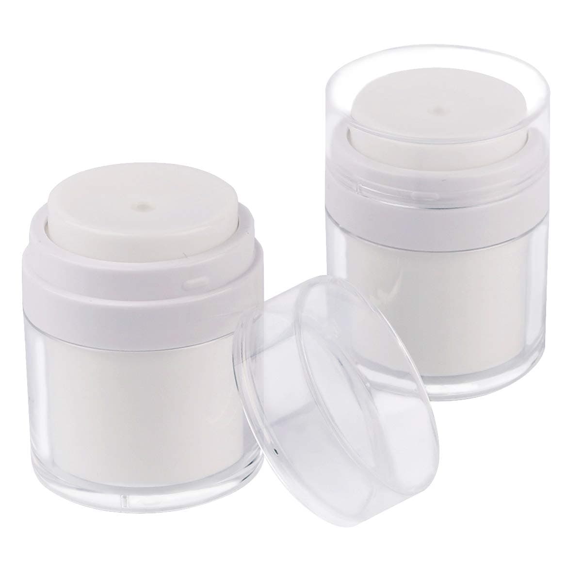 Airless Pump Jars, Sdootbeauty 30ml/1oz Empty Refillable Makeup Cosmetic Jar Containers, Airless Lotion Cream Jars with Lids Air Pump Travel Jars, 2 Pack