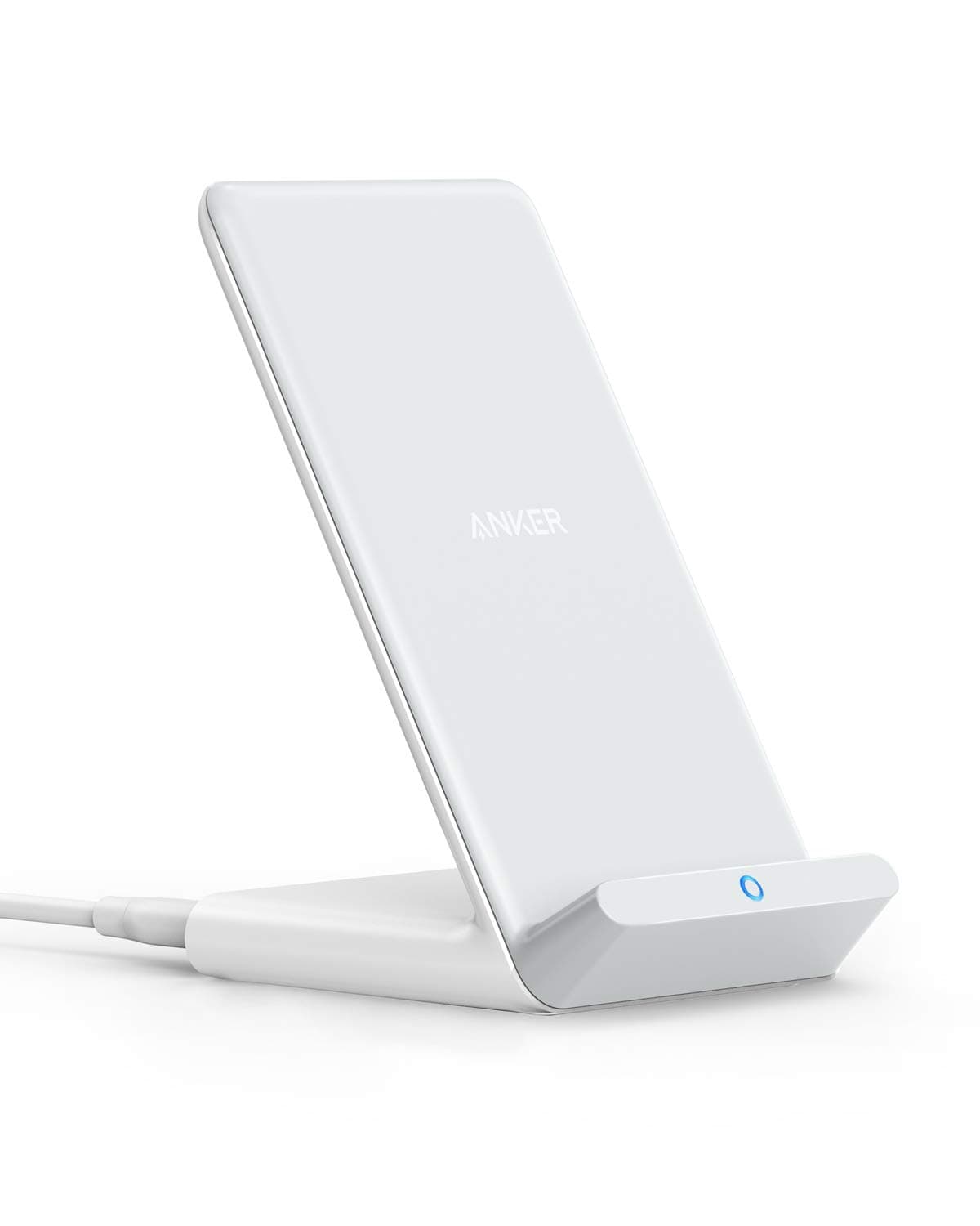 Anker Wireless Charger, PowerWave Stand, Qi-Certified for iPhone 17/16/15/14/13/12 Series, SE, 11, 11 Pro, 11 Pro Max, XR, Xs Max, 10W Fast-Charging Galaxy S20 S10 S9 S8, Note 10 (No AC Adapter)