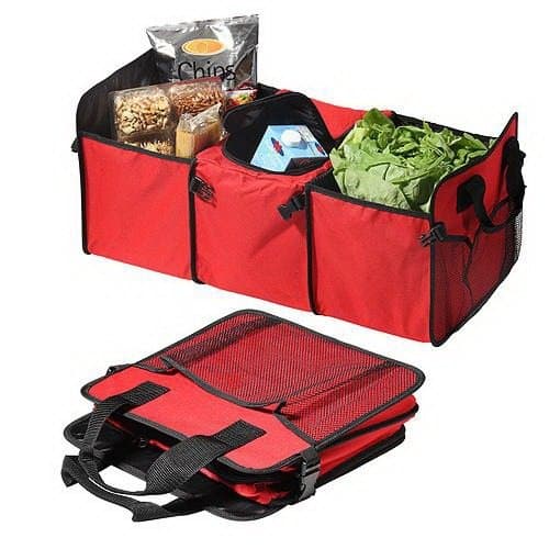 1pc Red Oxford Fabric Lightweight Multipurpose Car SUV Organizer Folding Collapsible Foldable Cargo Storage Box Bag Case Car Boot w/ Rope Handles For Travel Vocation Trip Camping New
