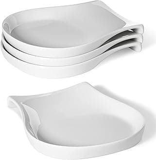 - HOMBENE Porcelain Spoon Rest for Kitchen Counter Ceramic Small, 4.5 Inches Ladle Rest, Spoon Holder for Stove Top, Spatula Accessories for Countertop, Set of 4, White